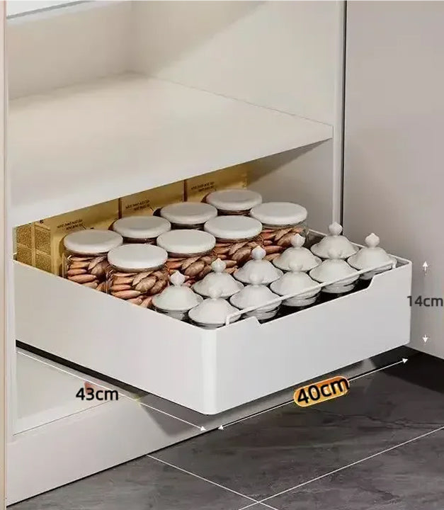 Back Saving white slider storage drawer