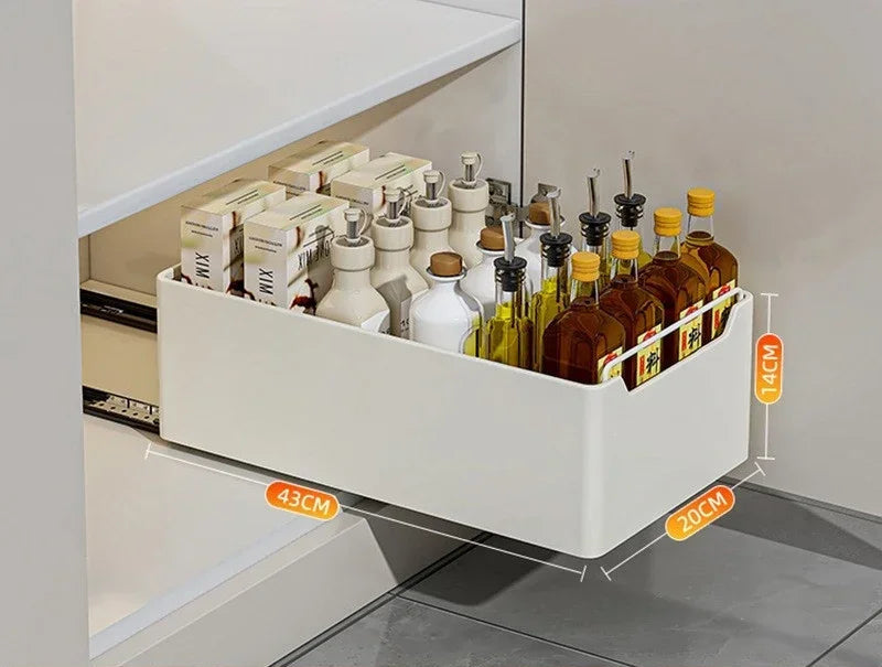 Back Saving white slider storage drawer