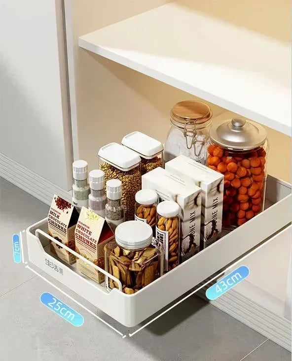 Back Saving white slider storage drawer