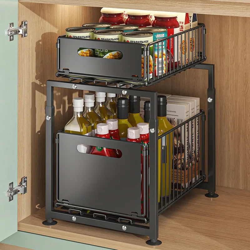 2 Tier Back saving kitchen sliding drawers