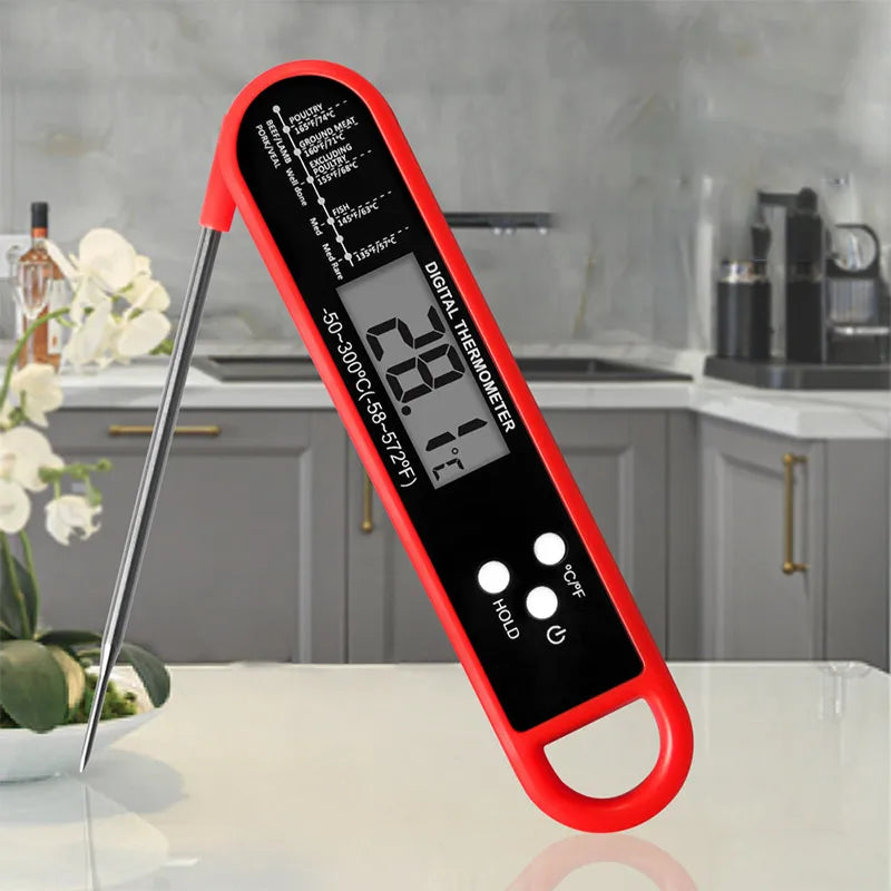 Foldable food thermometer for perfect protein