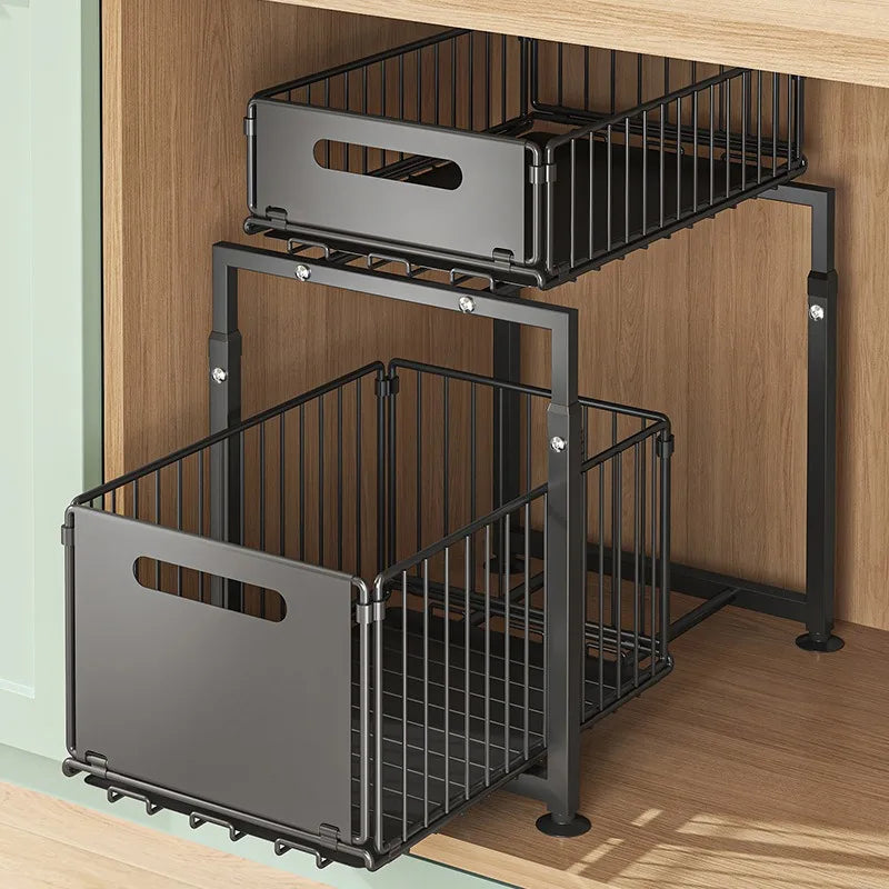 2 Tier Back saving kitchen sliding drawers