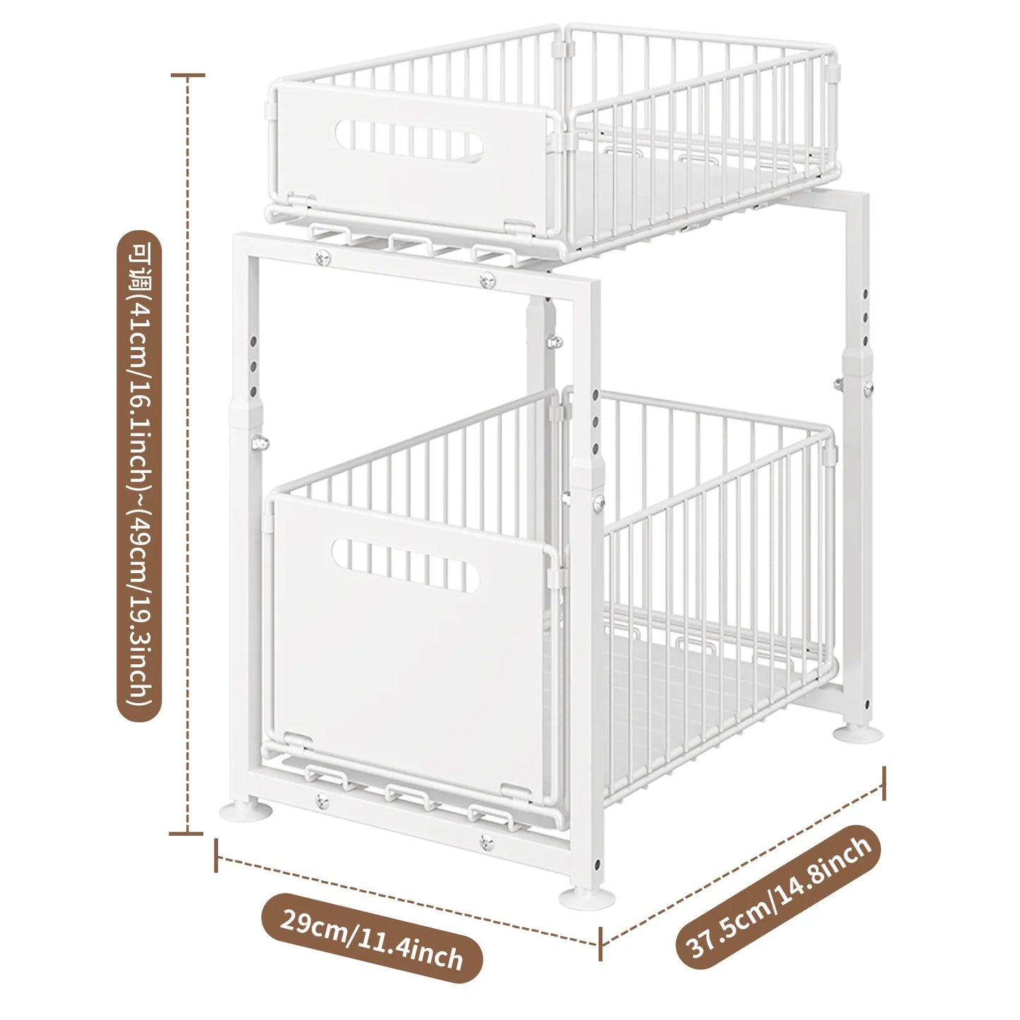 2 Tier Back saving kitchen sliding drawers