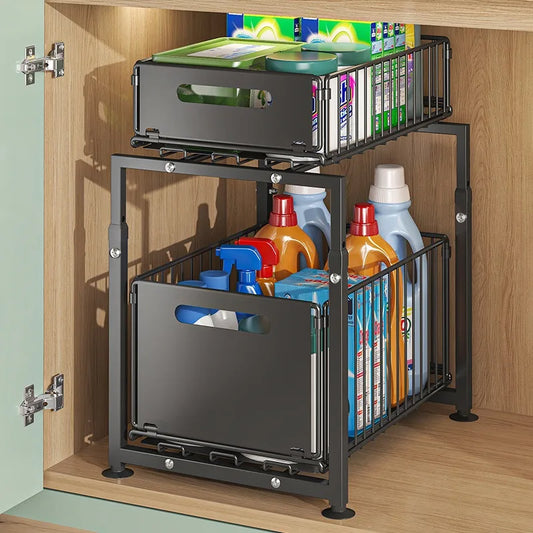 2 Tier Back saving kitchen sliding drawers