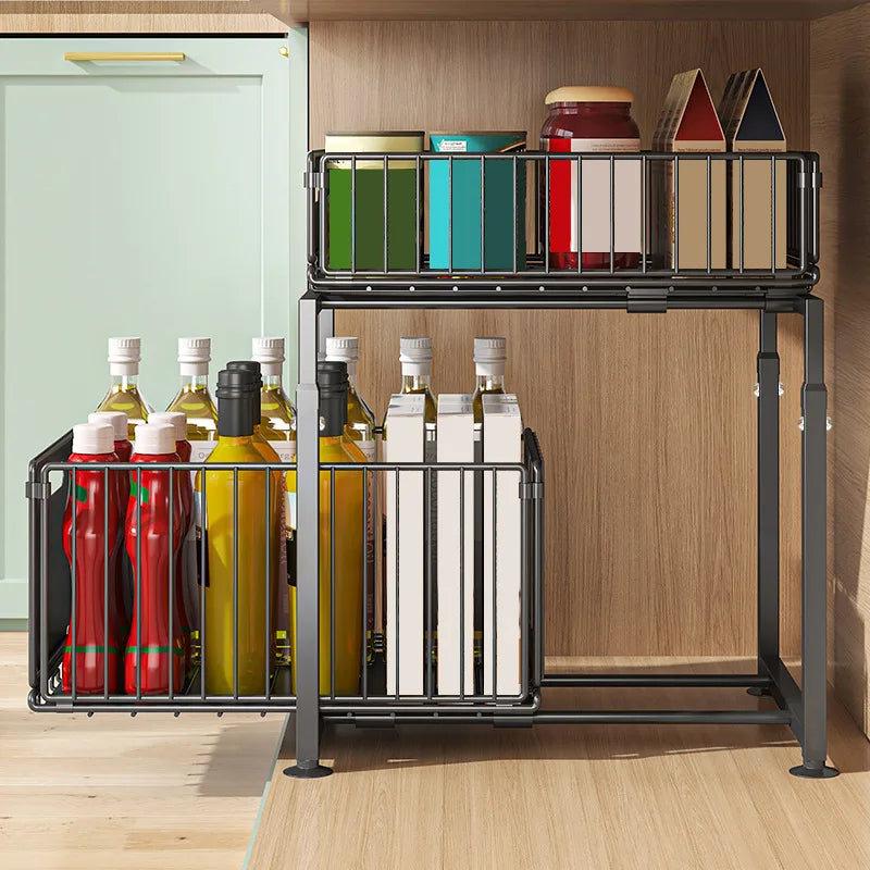 2 Tier Back saving kitchen sliding drawers