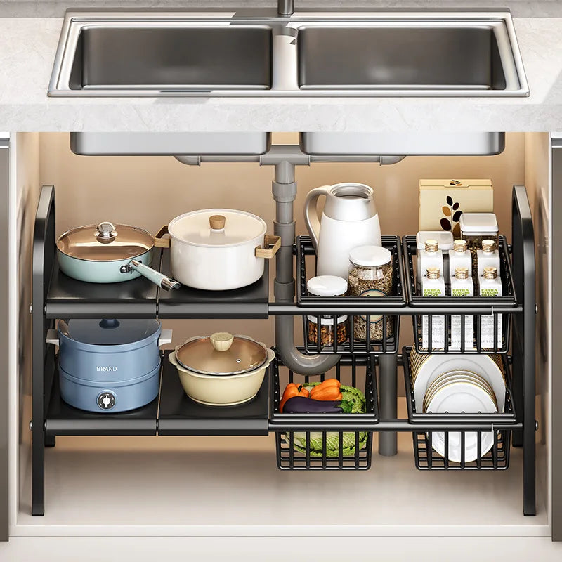 Pipe Dodging Under Sink Metal Shelving