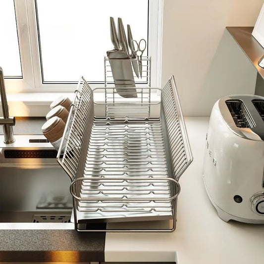 Sleek Stainless Steel Over-Sink Drying Rack