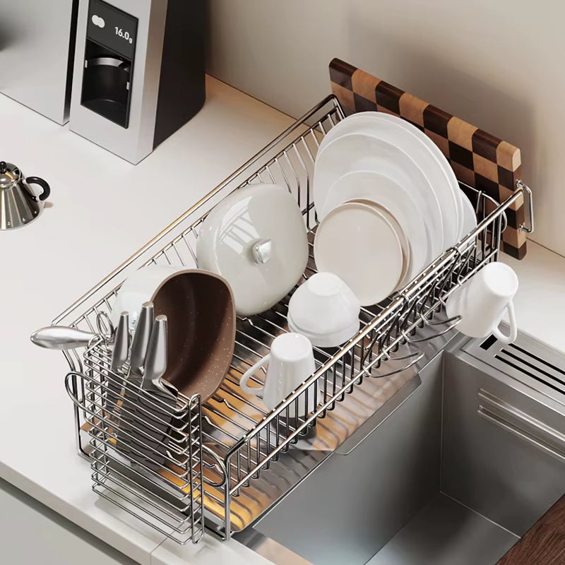 Sleek Stainless Steel Over-Sink Drying Rack